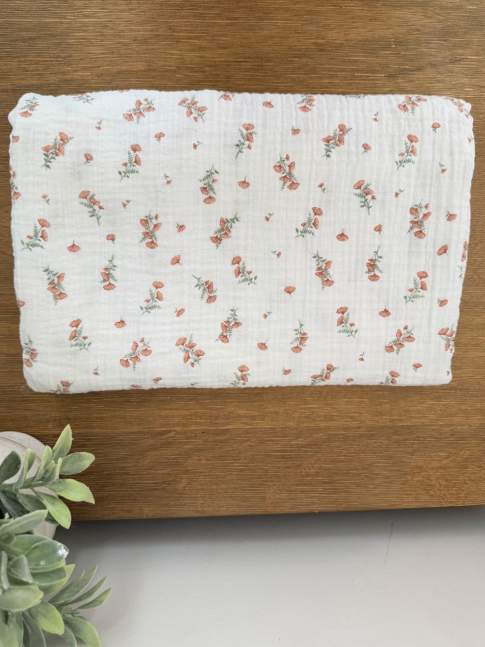 Floral Muslin Swaddle Blanket - Coral Flower Print
